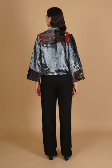 Eira Grey Velvet Short Jacket