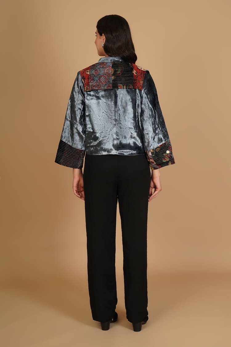 Eira Grey Velvet Short Jacket