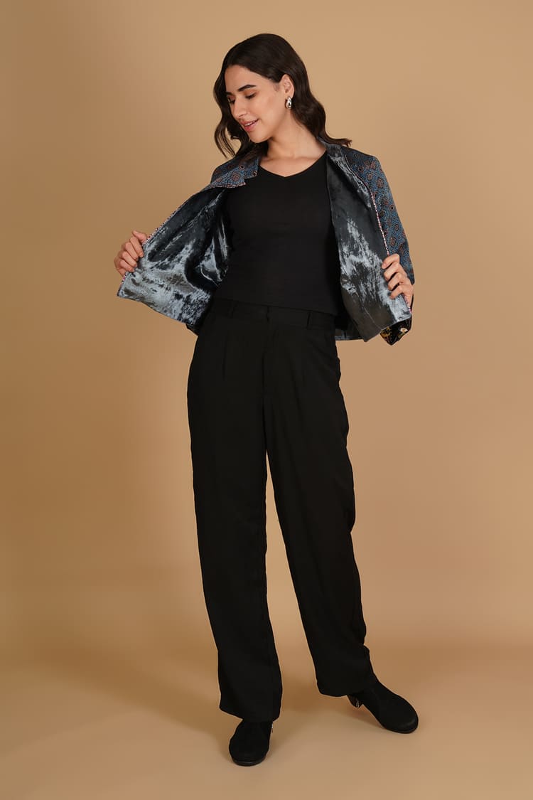 Eira Grey Velvet Short Jacket