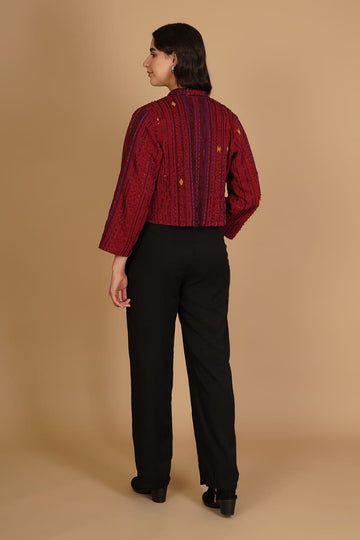 Aarika Maroon Kotpad Embroidery Short Jacket
