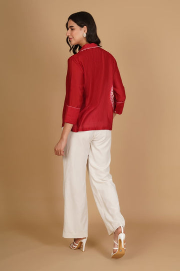 Alina Red & White Shibori Shirt