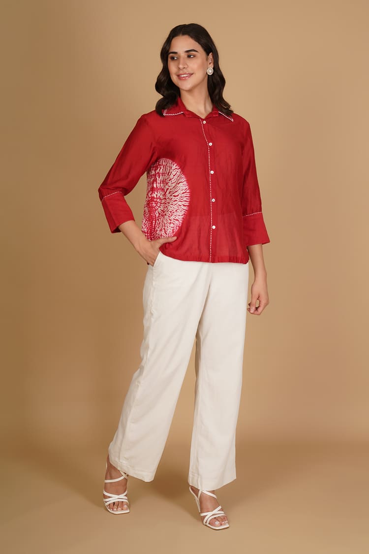 Alina Red & White Shibori Shirt