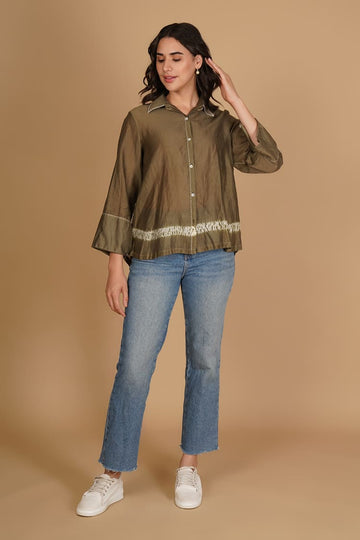 Anika Mehndi Green Shibori Shirt