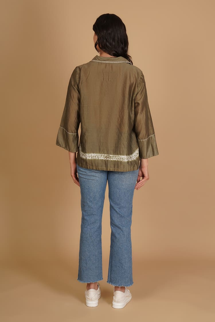 Anika Mehndi Green Shibori Shirt