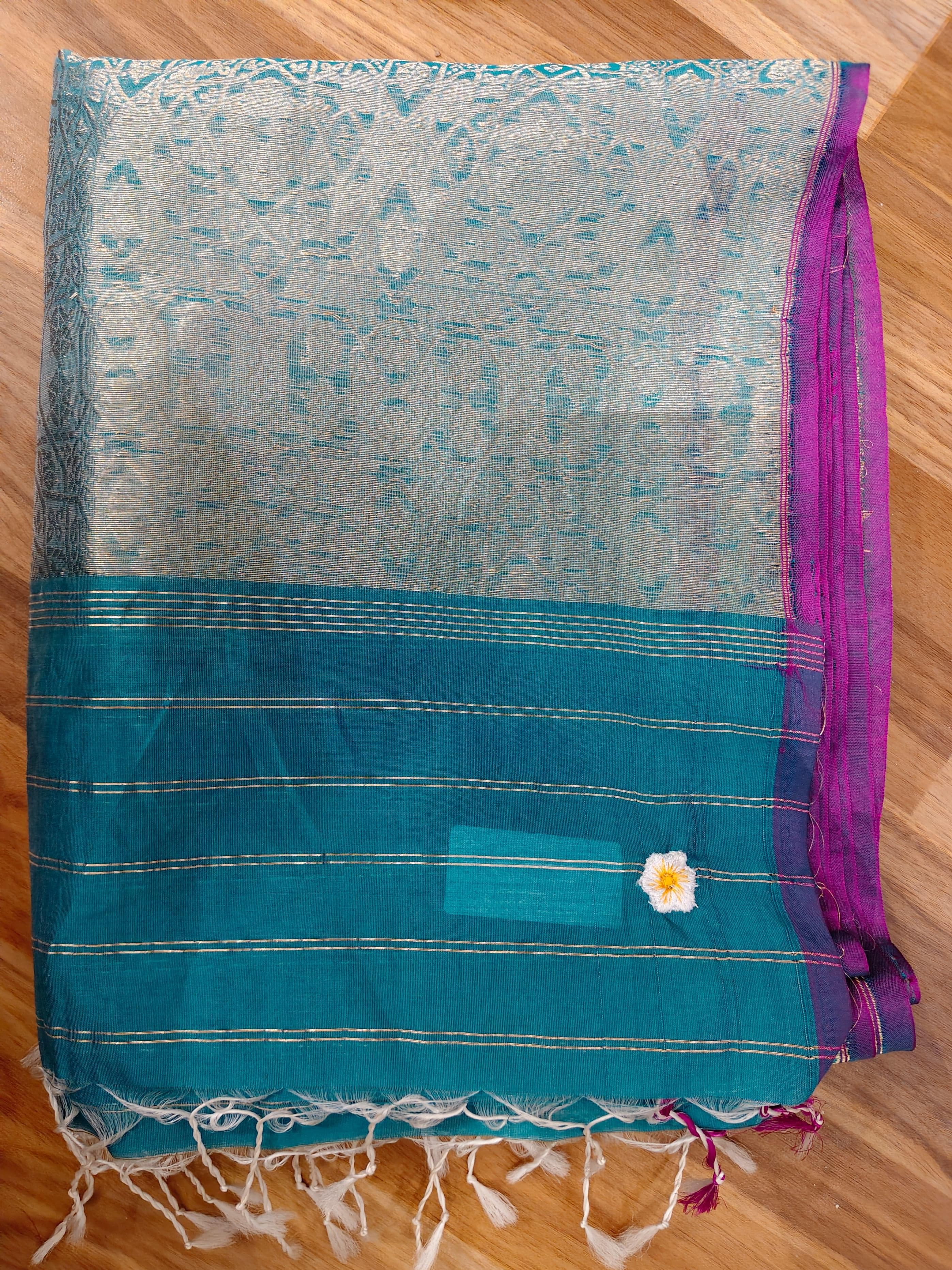 Blue & Gold Banarasi Dupatta