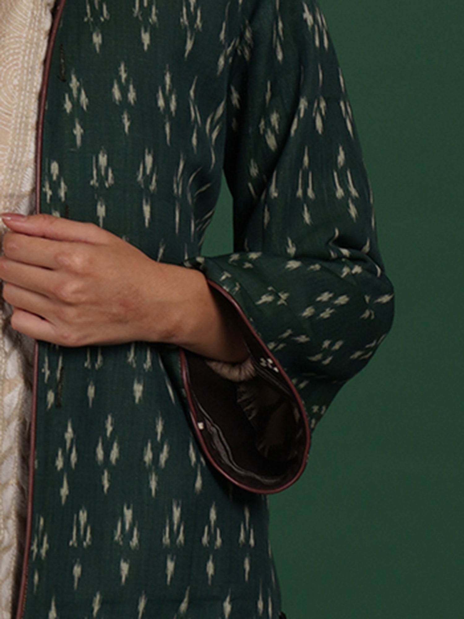 White Kotpad Ikat Cotton Short Jacket