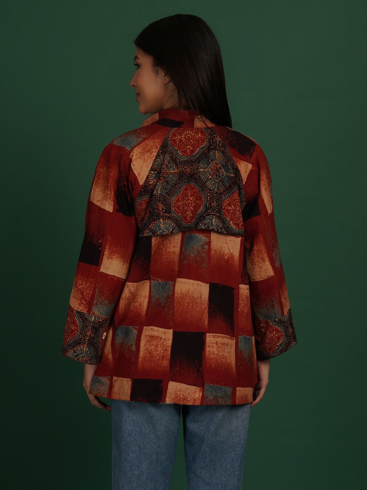 Brown Kotpad Ajrak Short Jacket