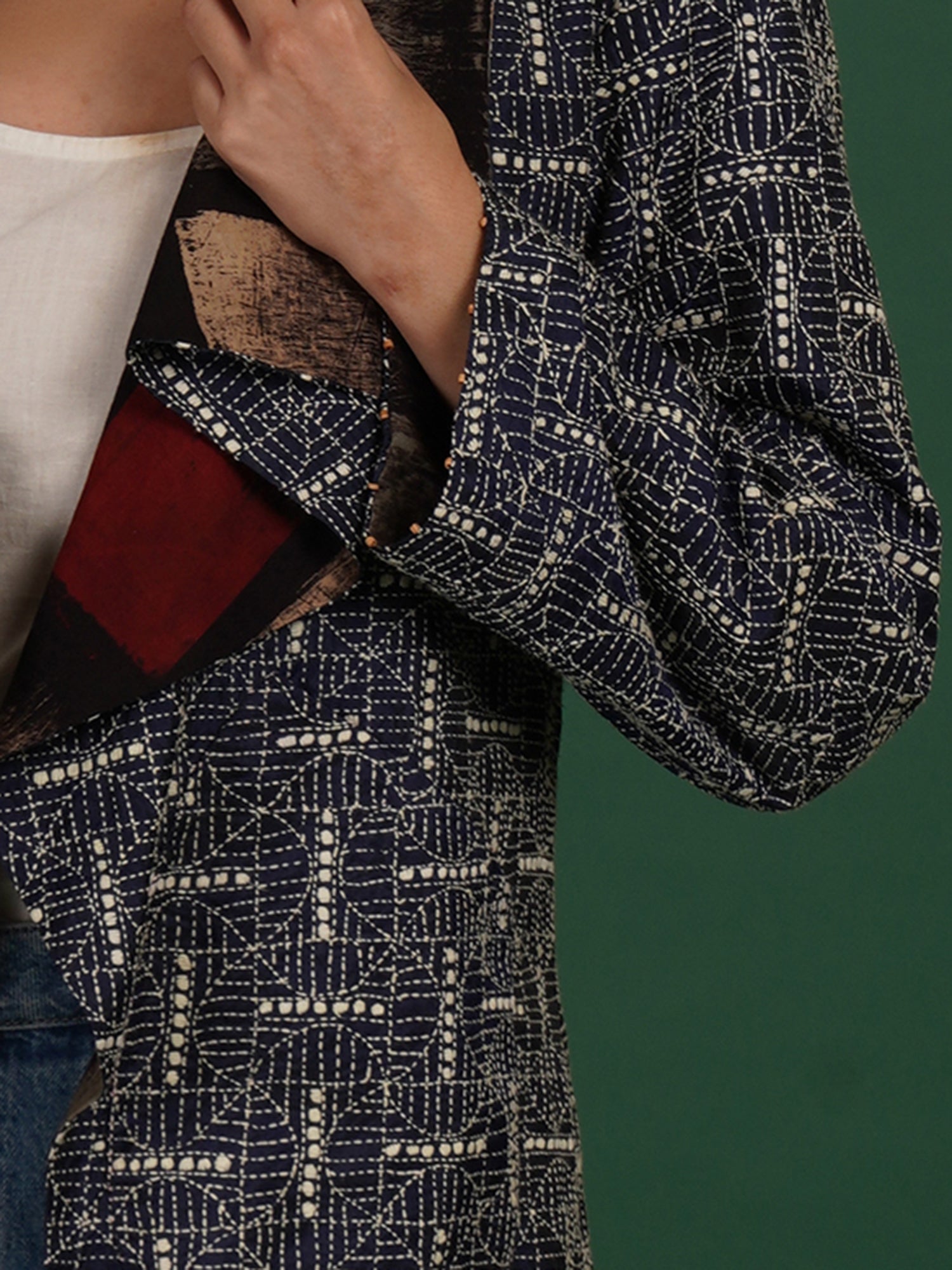 Blue Kantha Ajrak Overlay