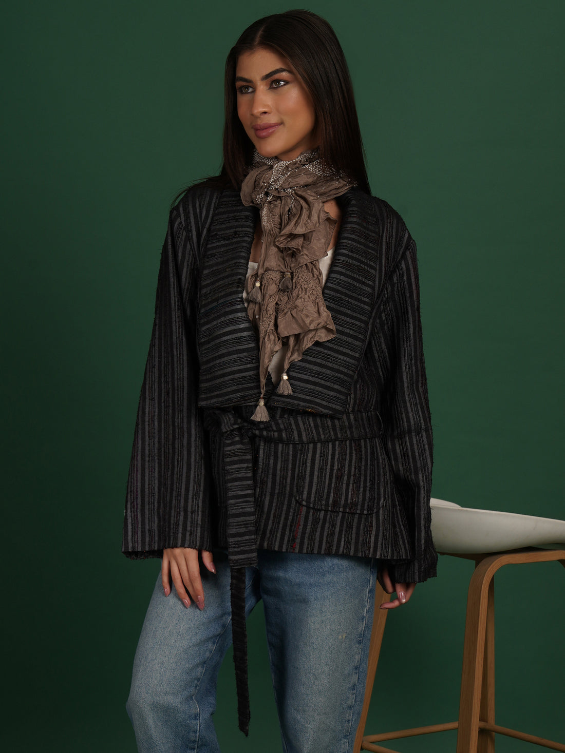 Tussar Ikat Cotton Short Jacket