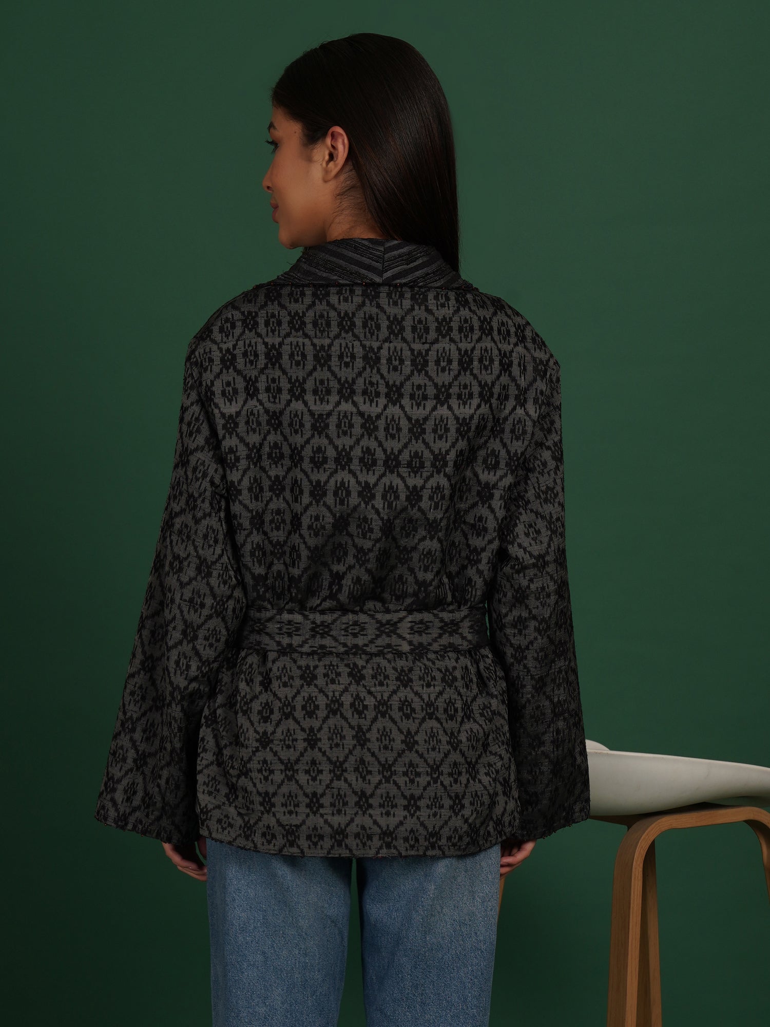 Tussar Ikat Cotton Short Jacket