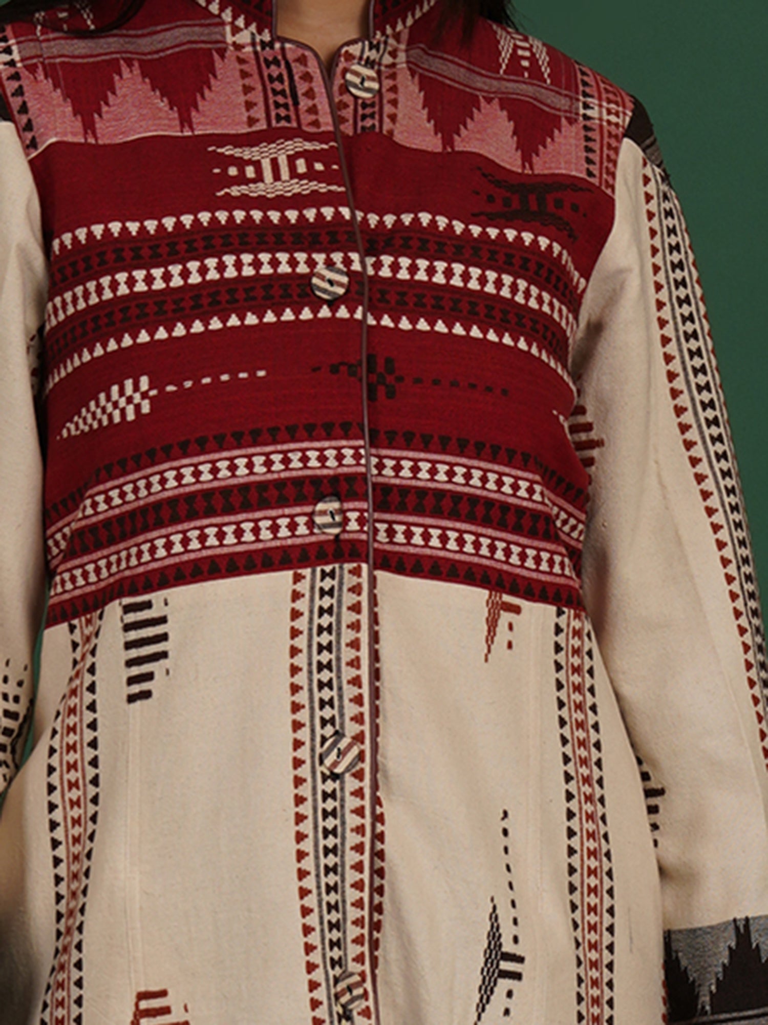 Offwhite Kotpad Ajrak Long Jacket