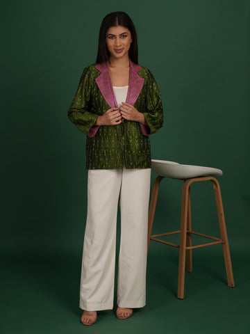 Pink Kantha Ikat Cotton Short Jacket