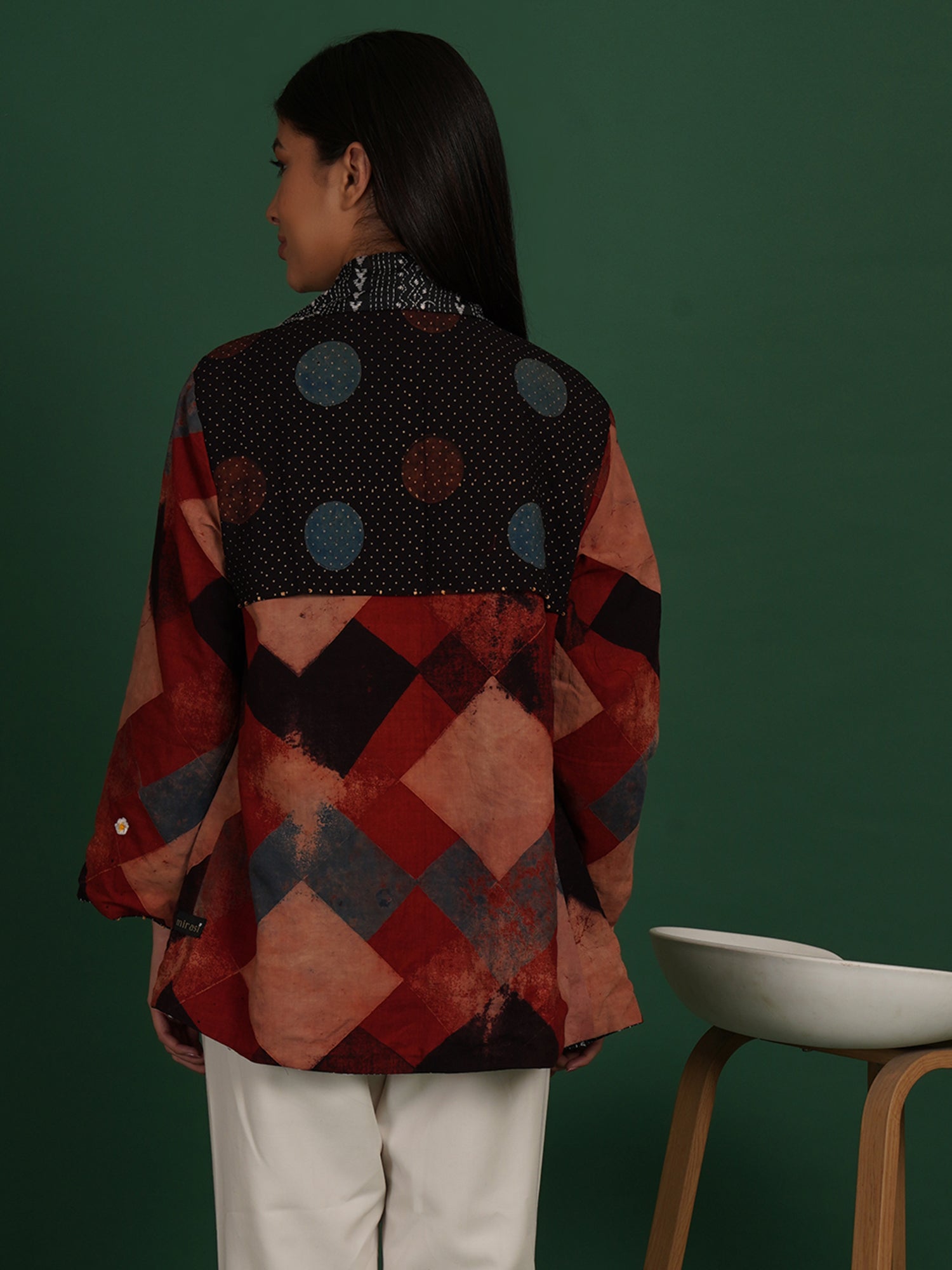 Black Kantha Ajrak Short Overlay