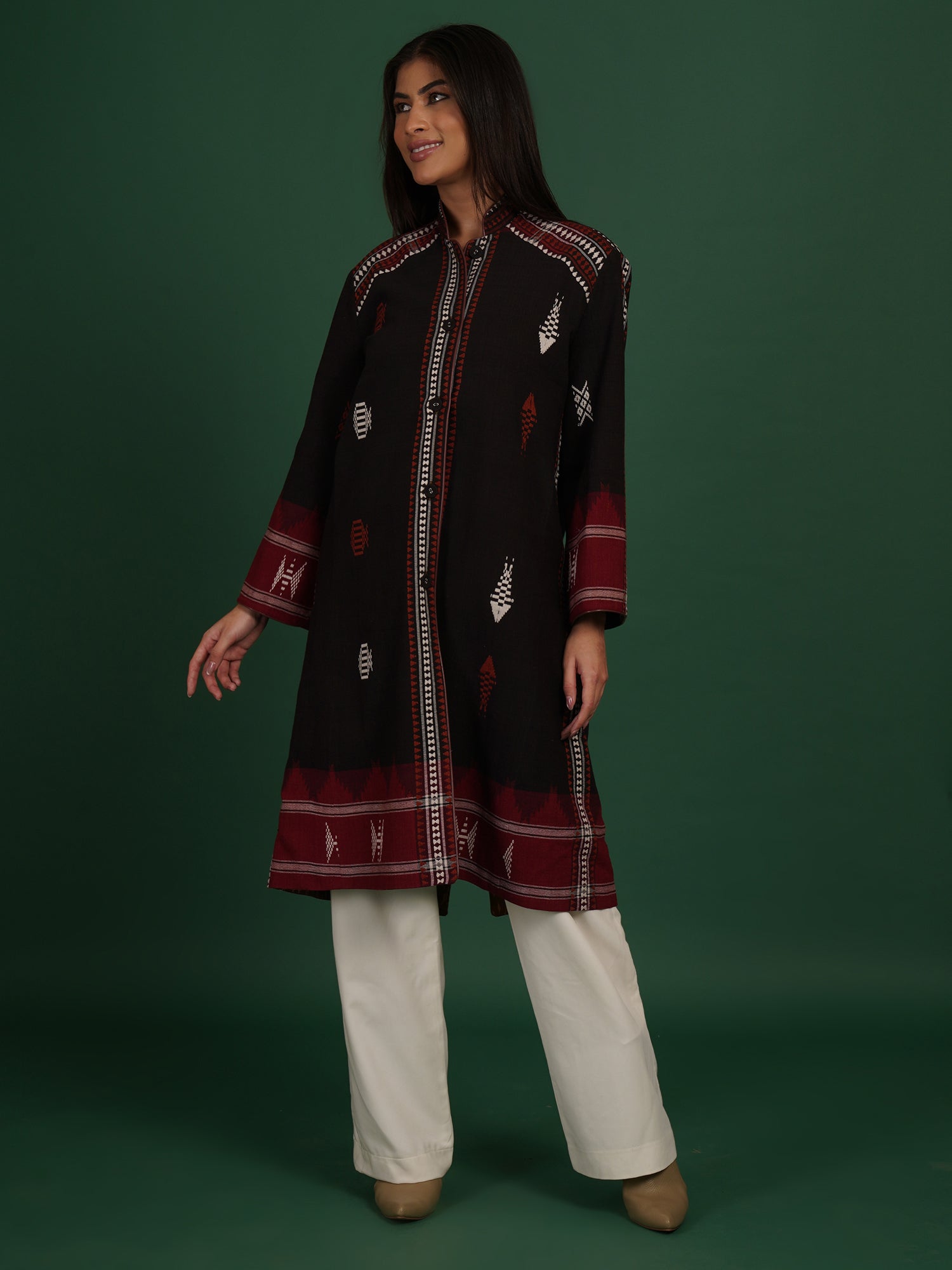 Kotpad Ikat Cotton Long Jacket