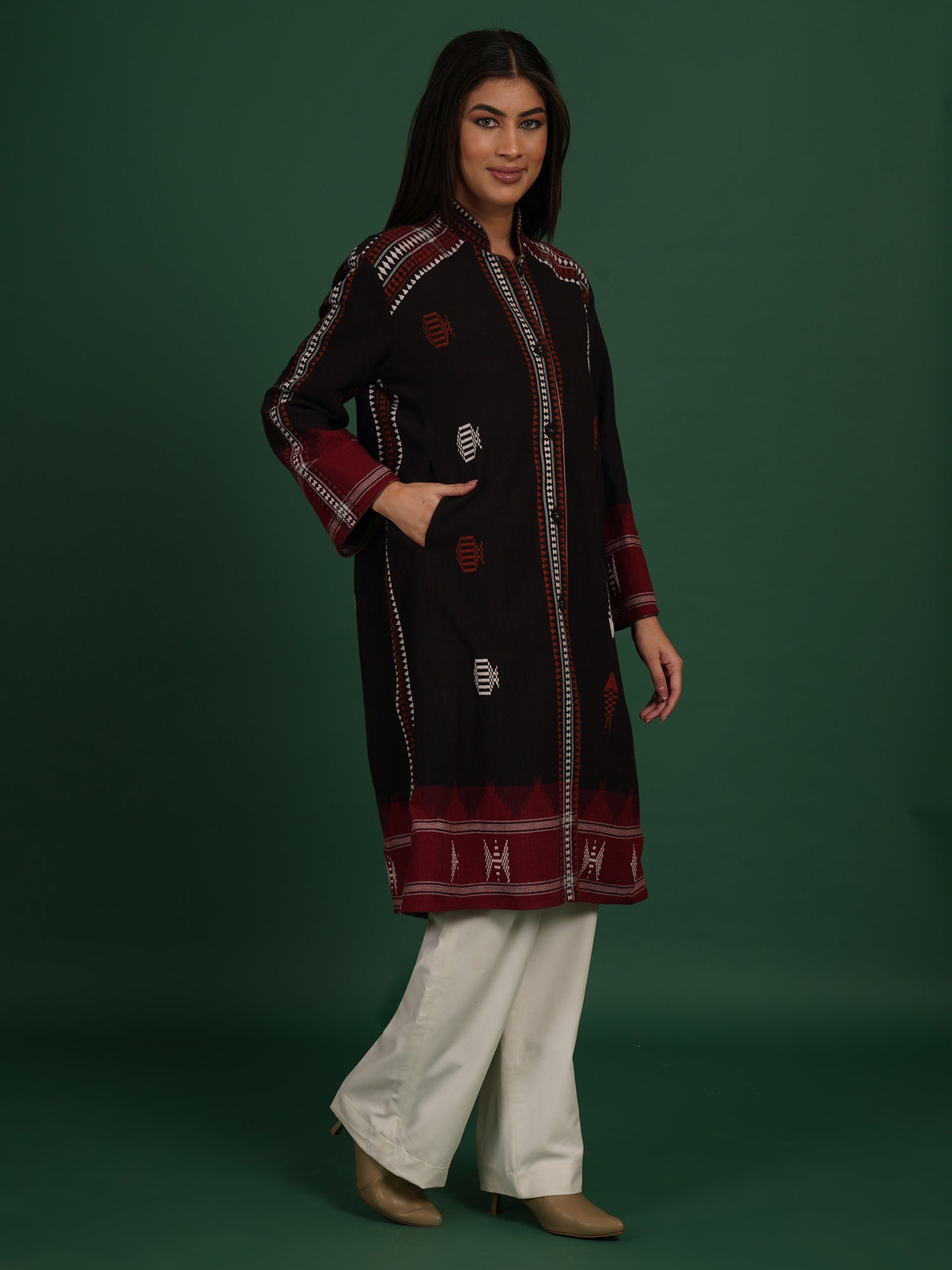 Kotpad Ikat Cotton Long Jacket