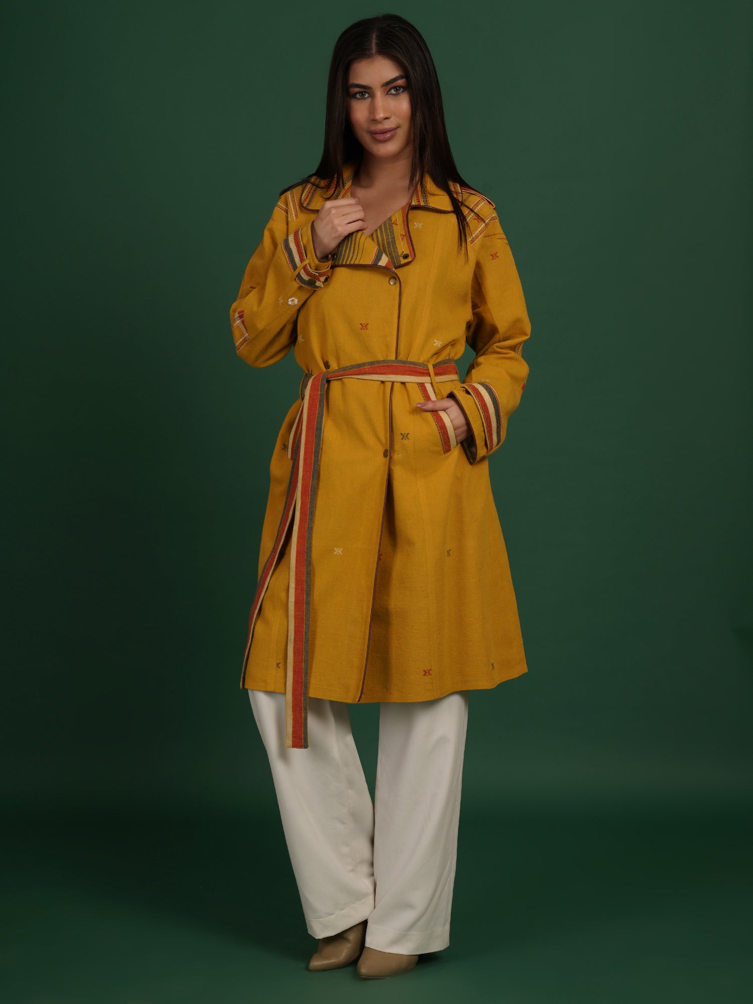 Yellow Bhujodi Trench Jacket