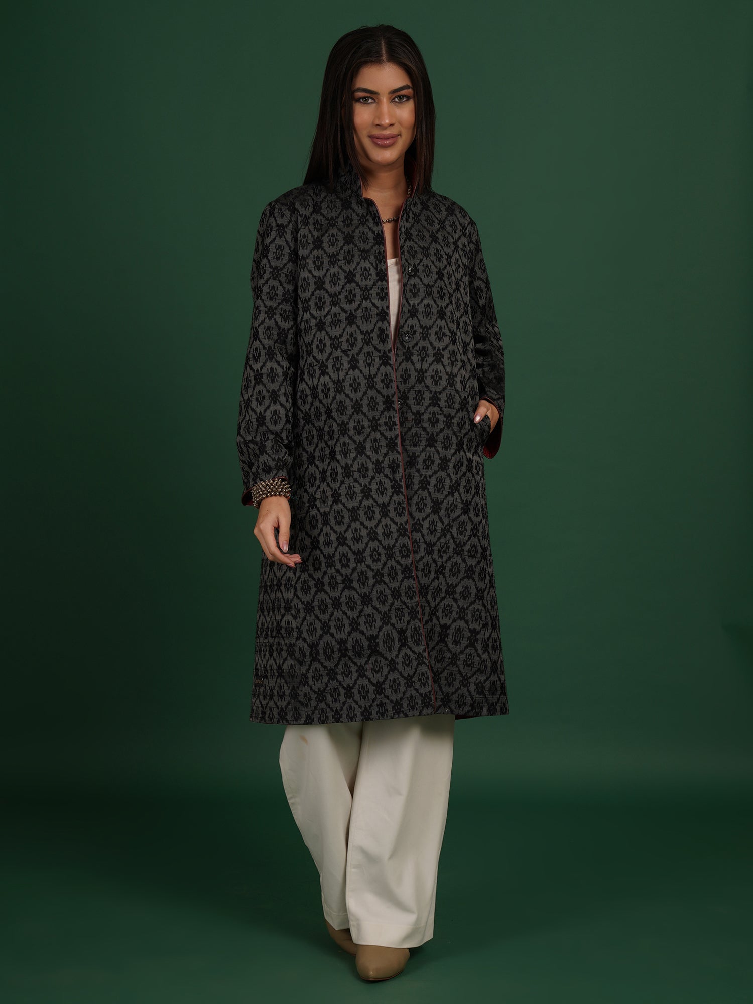 Tussar Woollen Long Jacket