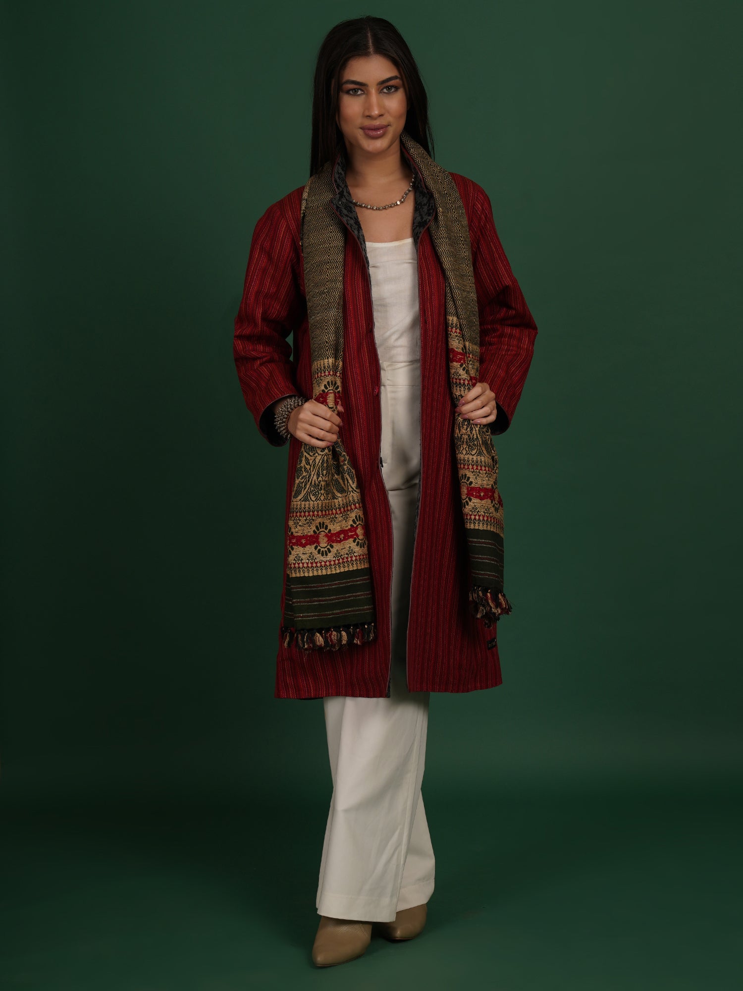 Tussar Woollen Long Jacket