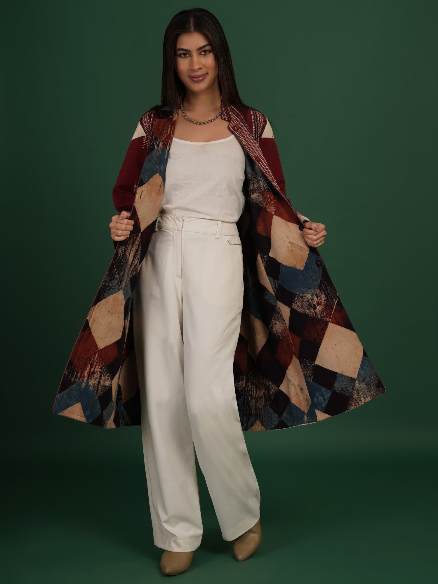 Rust Kotpad Ajrak Long Jacket