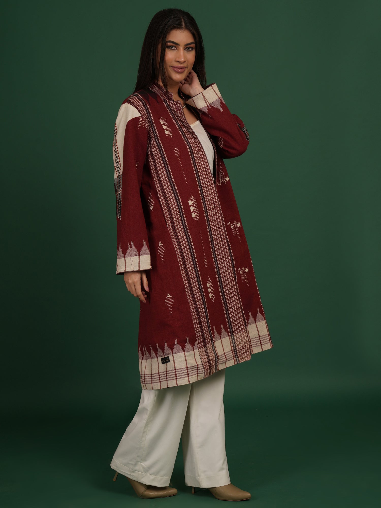 Rust Kotpad Ajrak Long Jacket