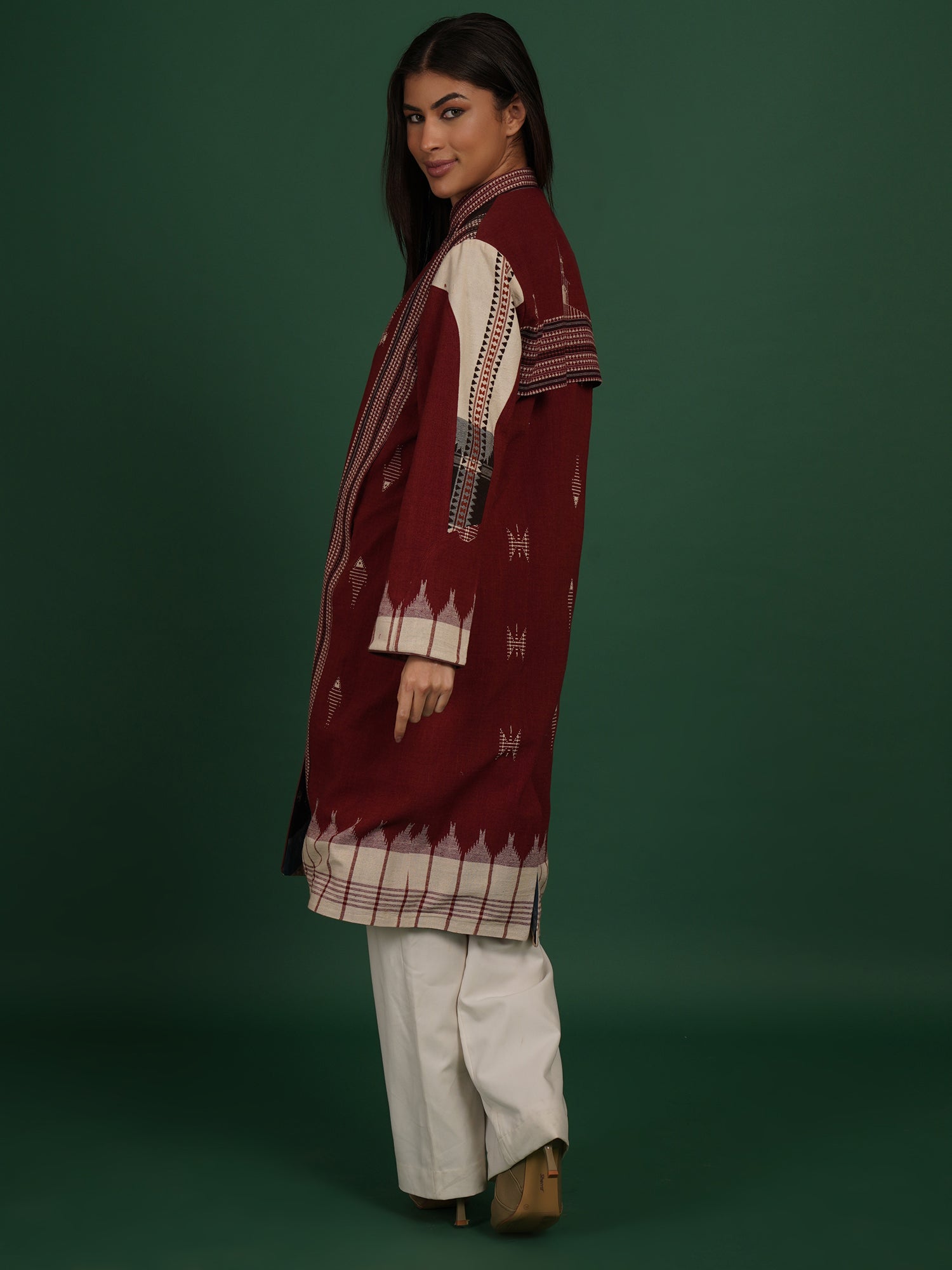 Rust Kotpad Ajrak Long Jacket