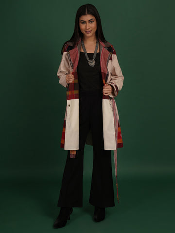 White Multicolour Trench Jacket