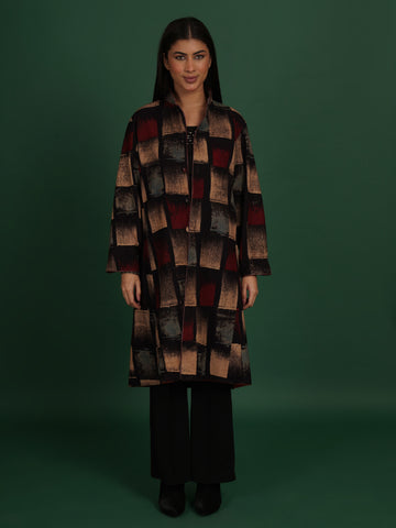 Brown Orange Kotpad Ajrak Long Jacket