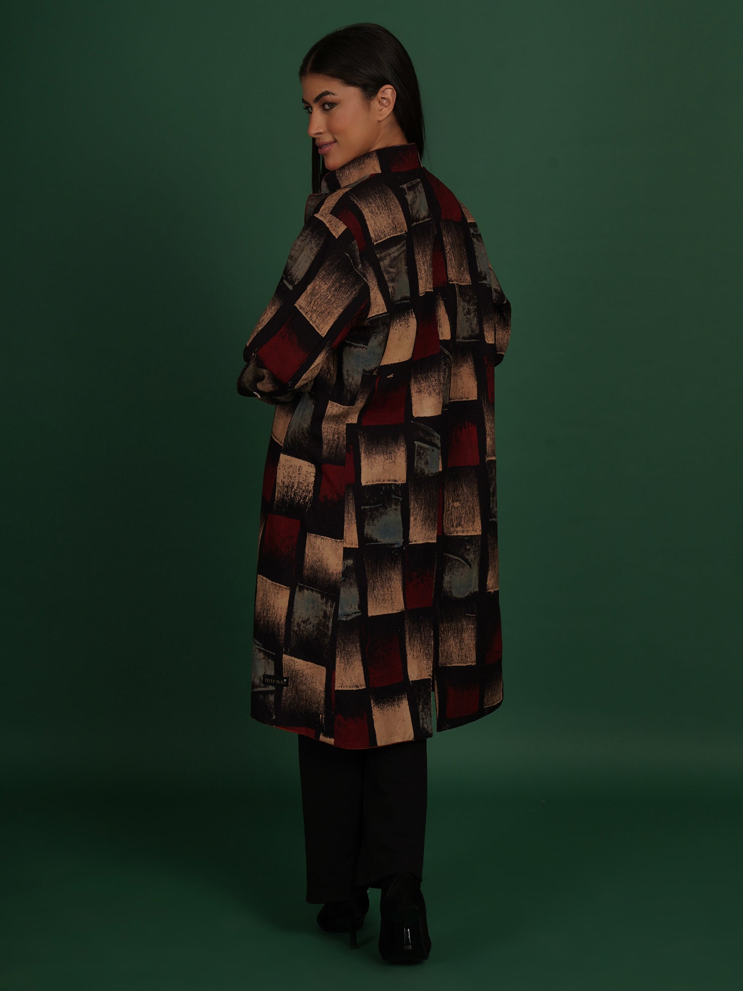 Brown Orange Kotpad Ajrak Long Jacket