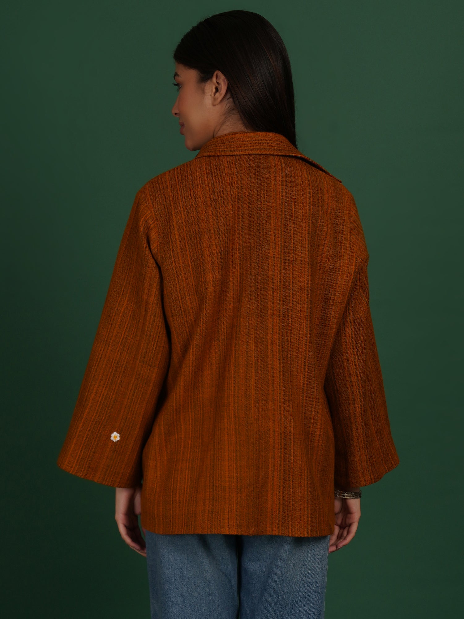 Ajrak Bhujodi Yellow Woollen Short Jacket