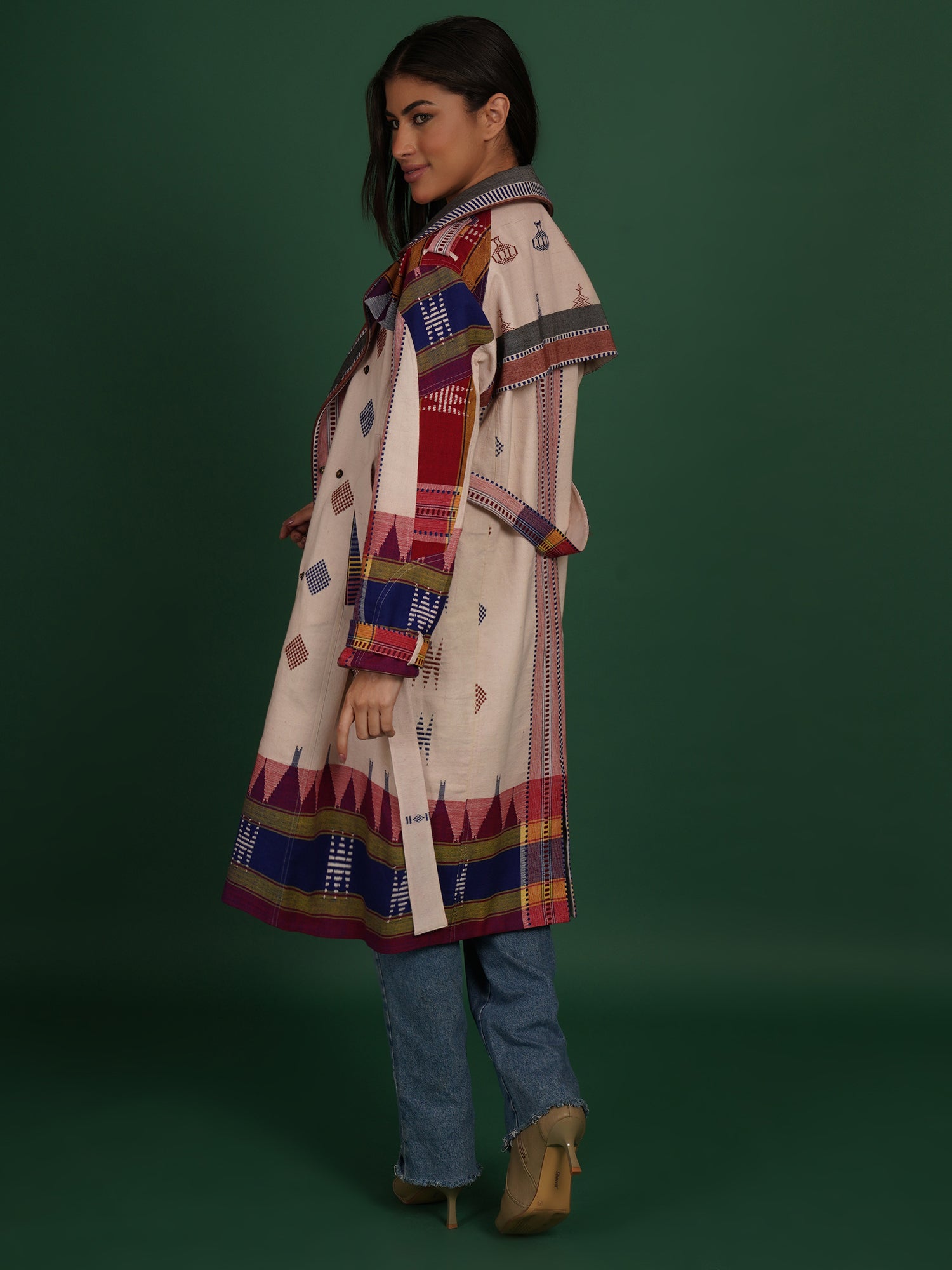 Multicolor Kotpad Blue Trench Jacket