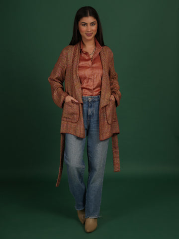 Multi Color Woollen Tussar Short Jacket