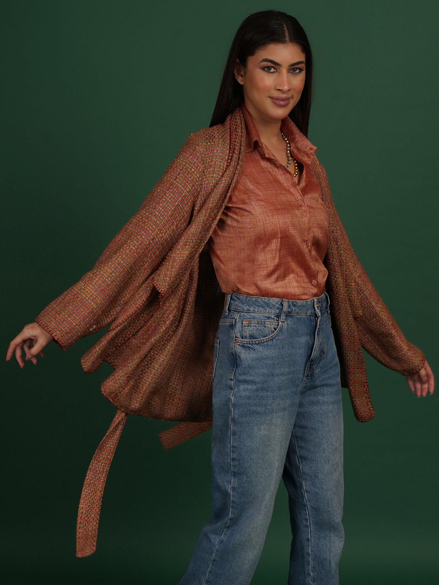 Multi Color Woollen Tussar Short Jacket