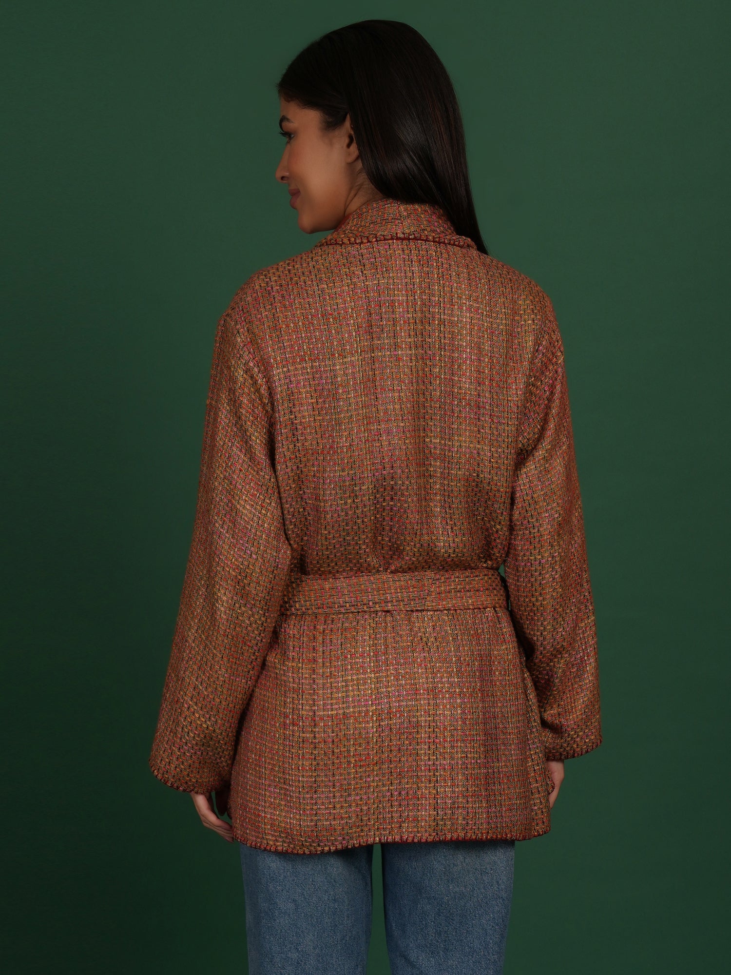Multi Color Woollen Tussar Short Jacket