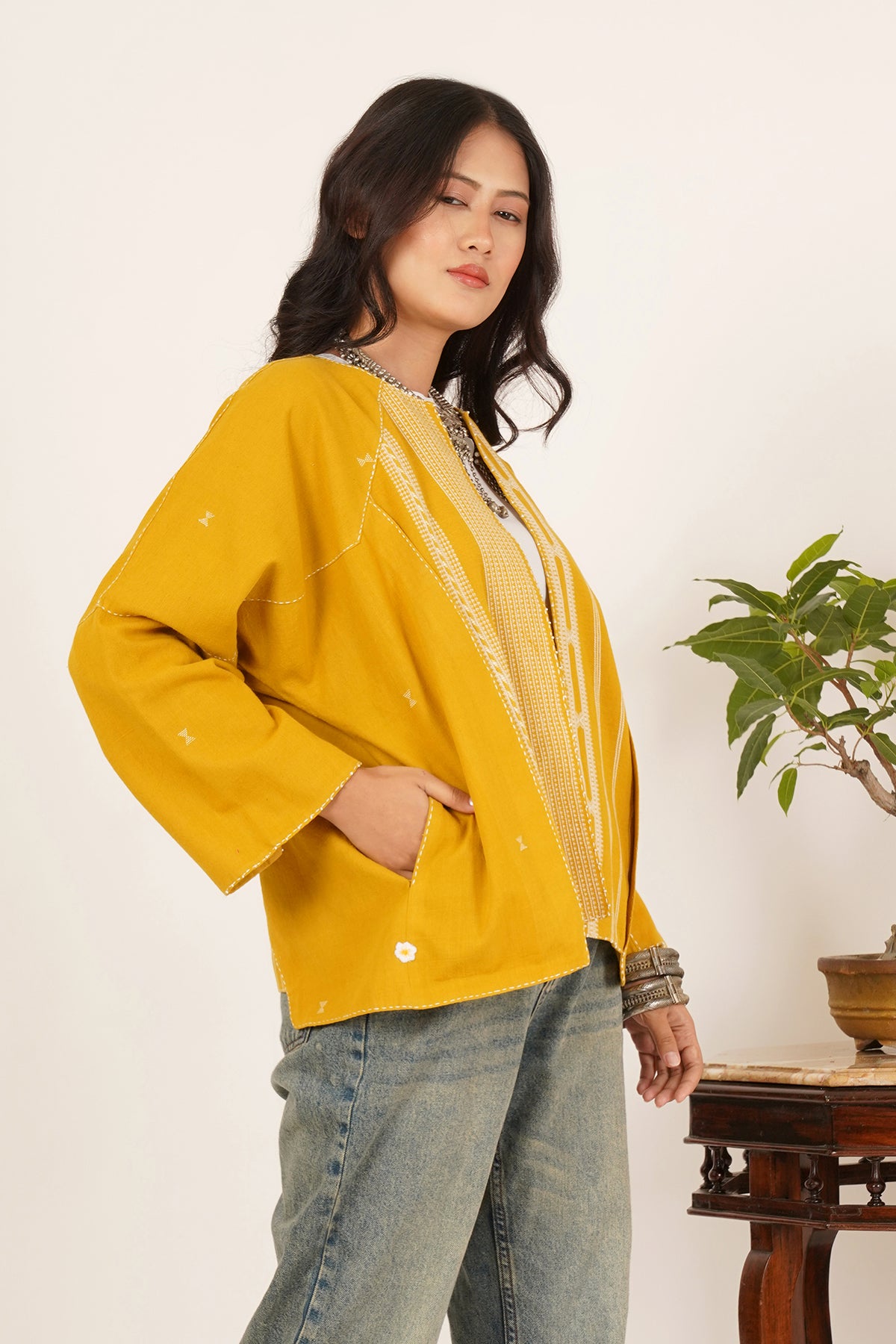 Mustard Bhujodi Short Jacket