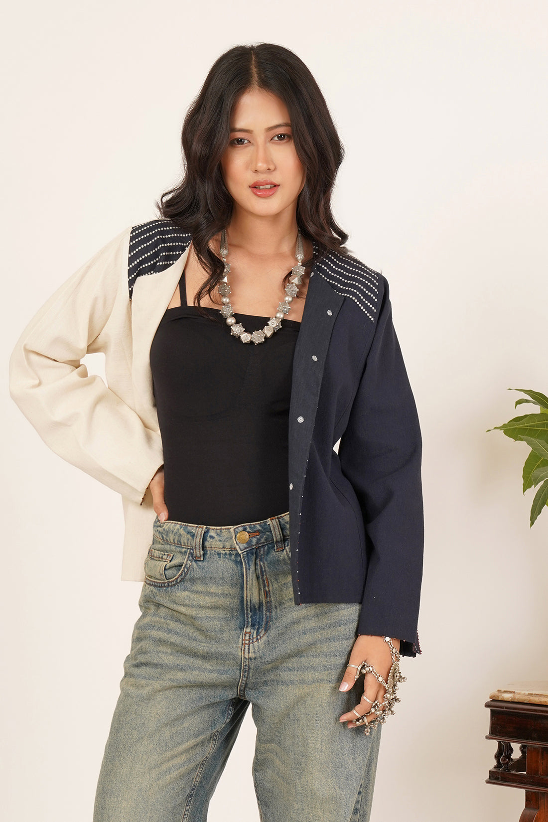 Navy/White Bhujodi Short Jacket