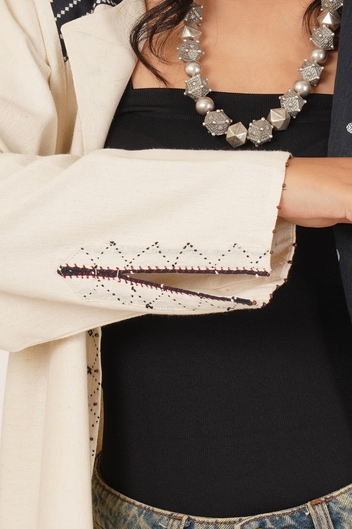 Navy/White Bhujodi Short Jacket