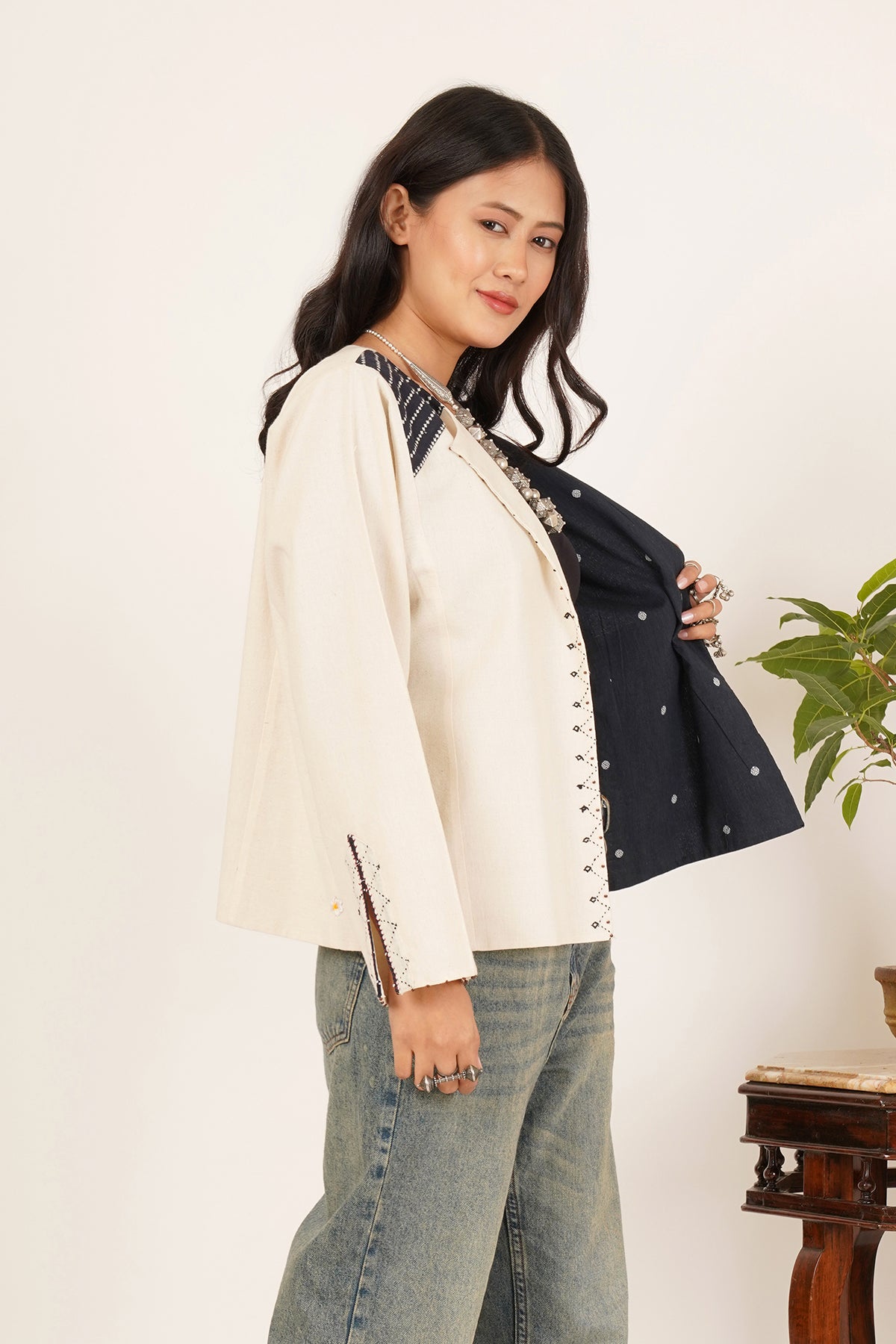 Navy/White Bhujodi Short Jacket