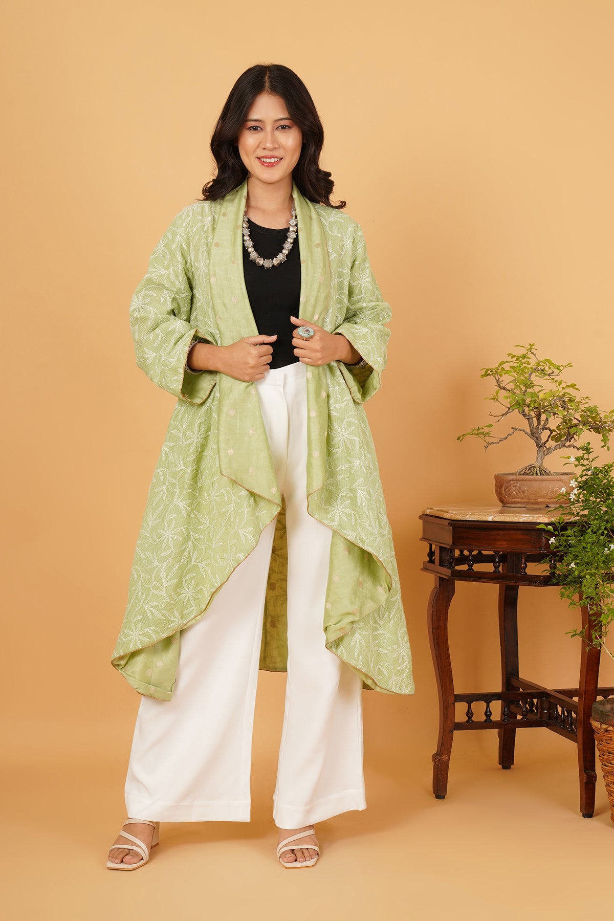 Chikankaari & Chanderi Reversible Overlay