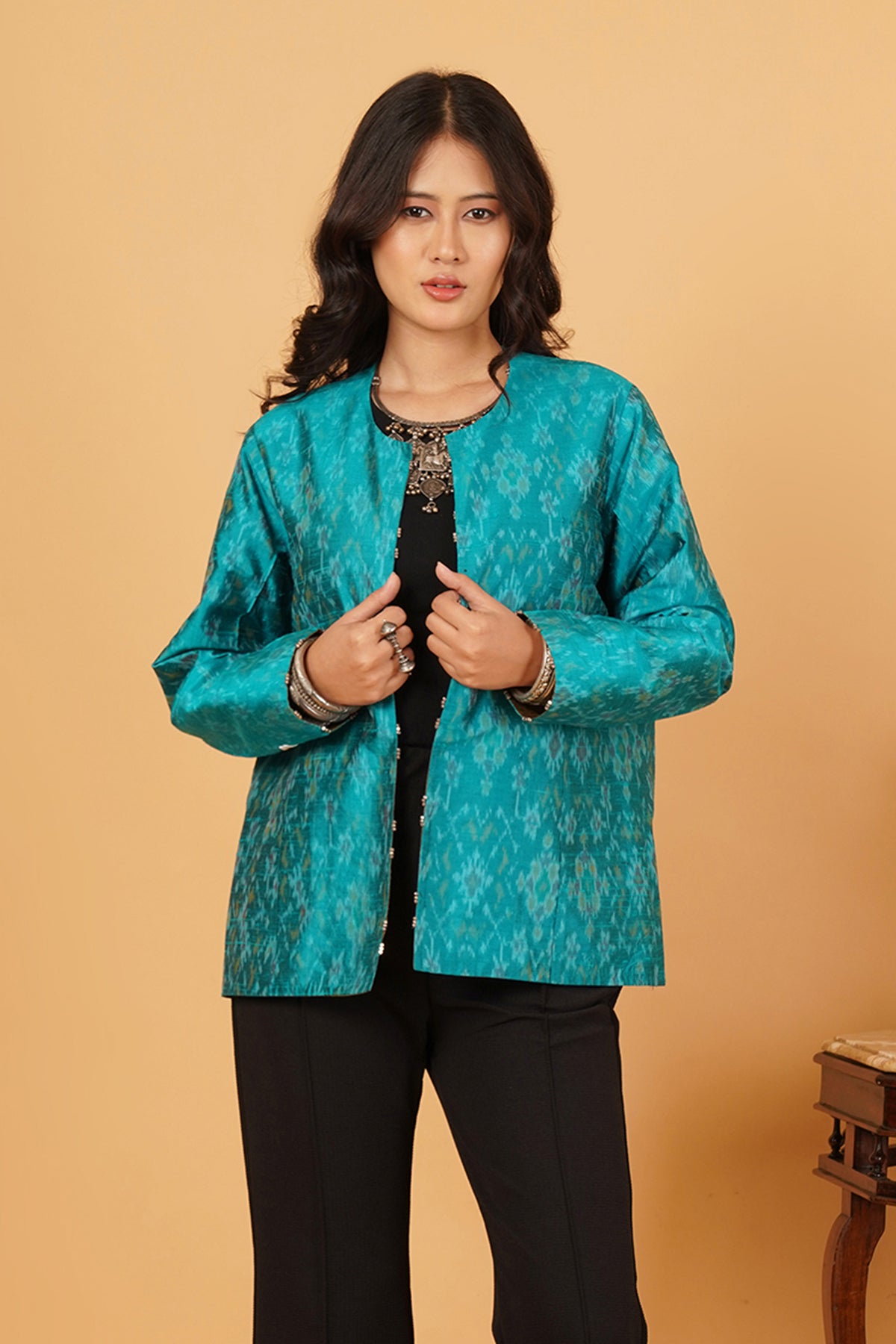Aqua Green Ikat Jacket