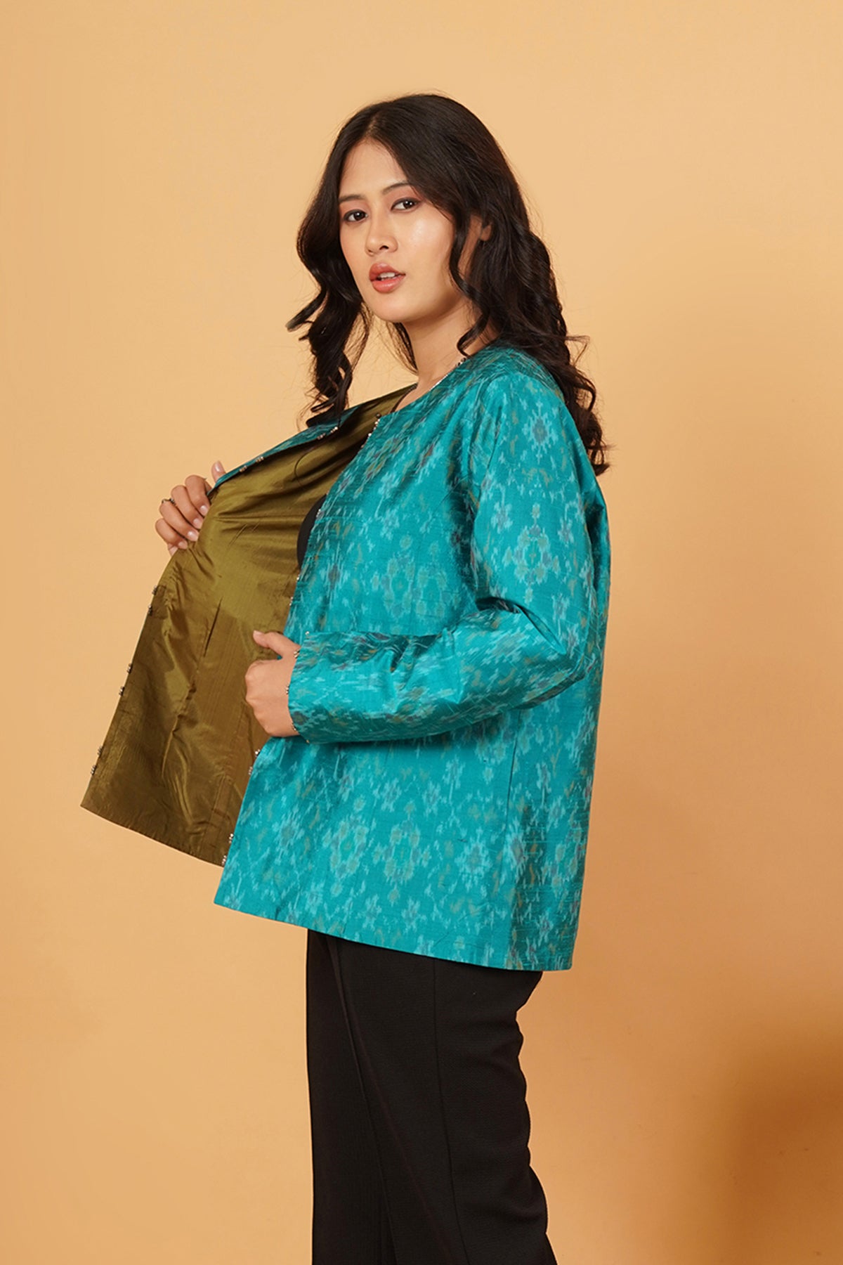 Aqua Green Ikat Jacket