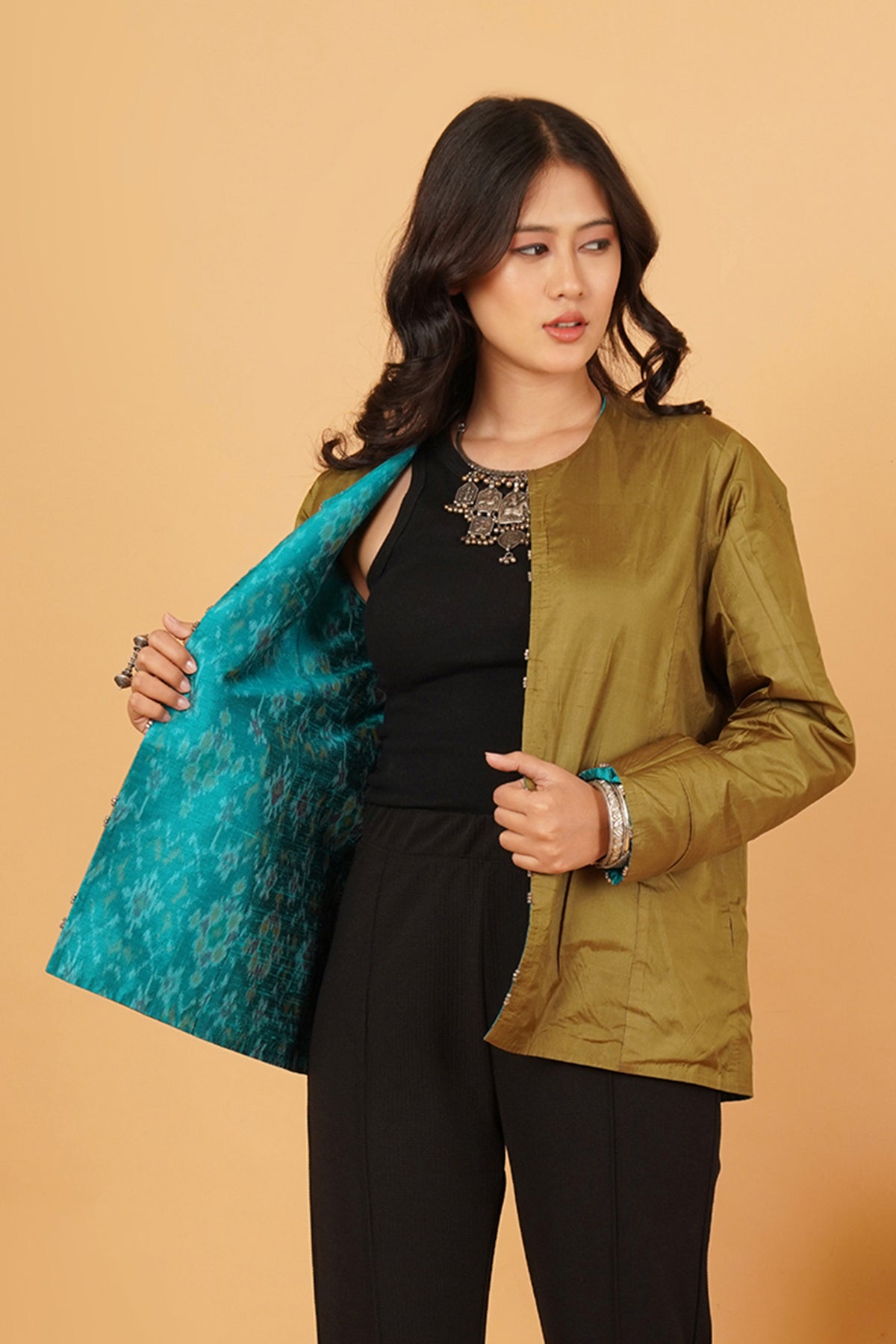 Aqua Green Ikat Jacket