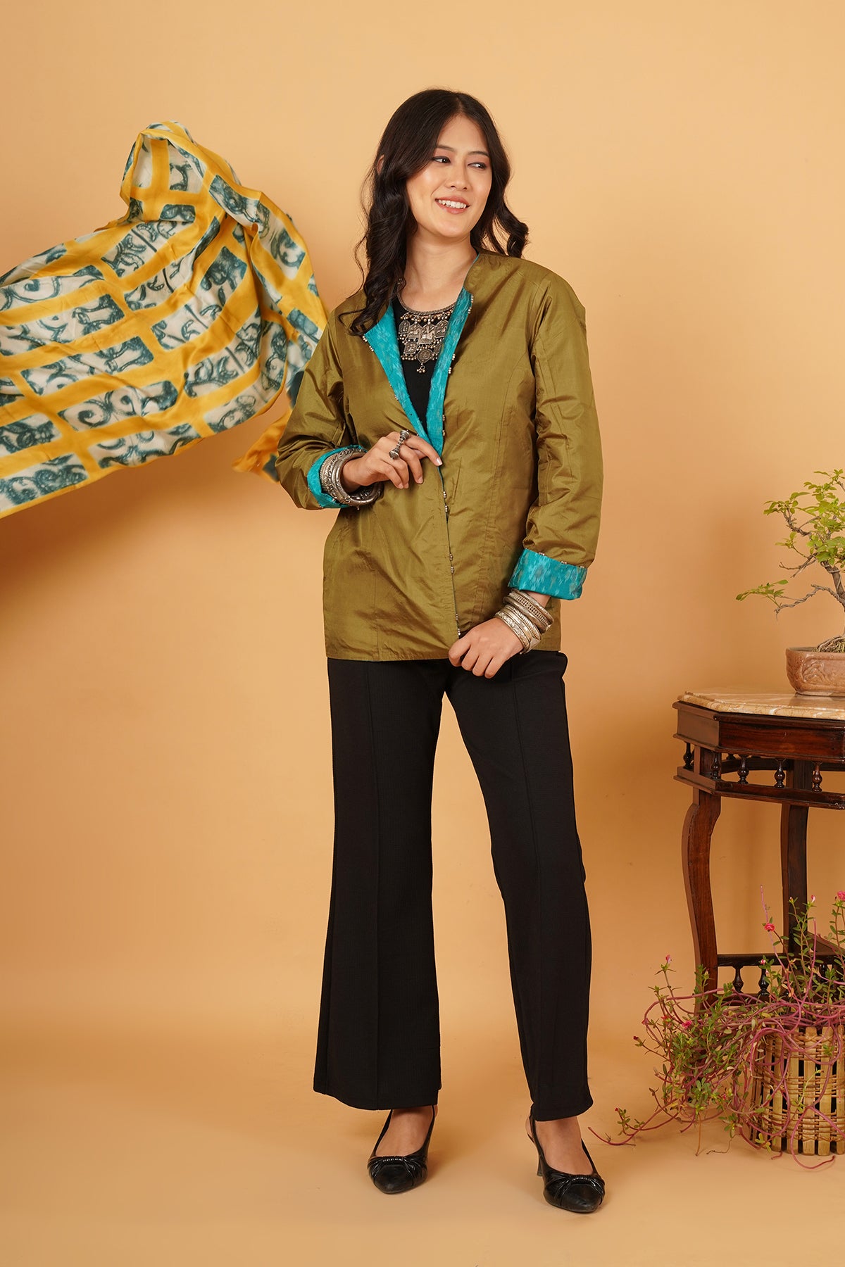 Aqua Green Ikat Jacket