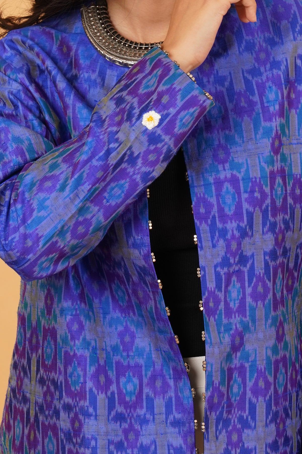 Rawsilk Ikat & Silk Reversible Short Jacket