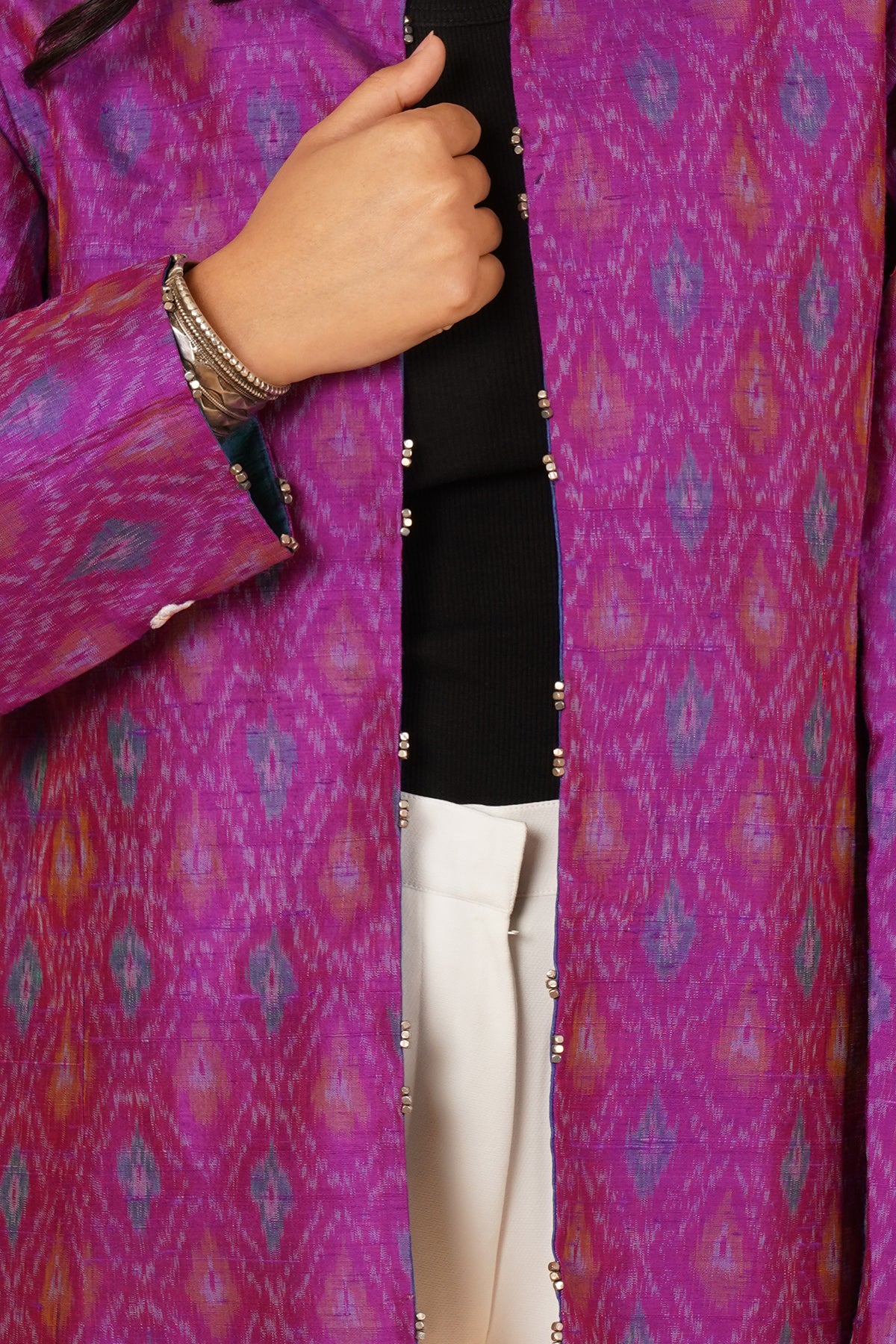 Rawsilk Ikat & Silk Reversible Short Jacket