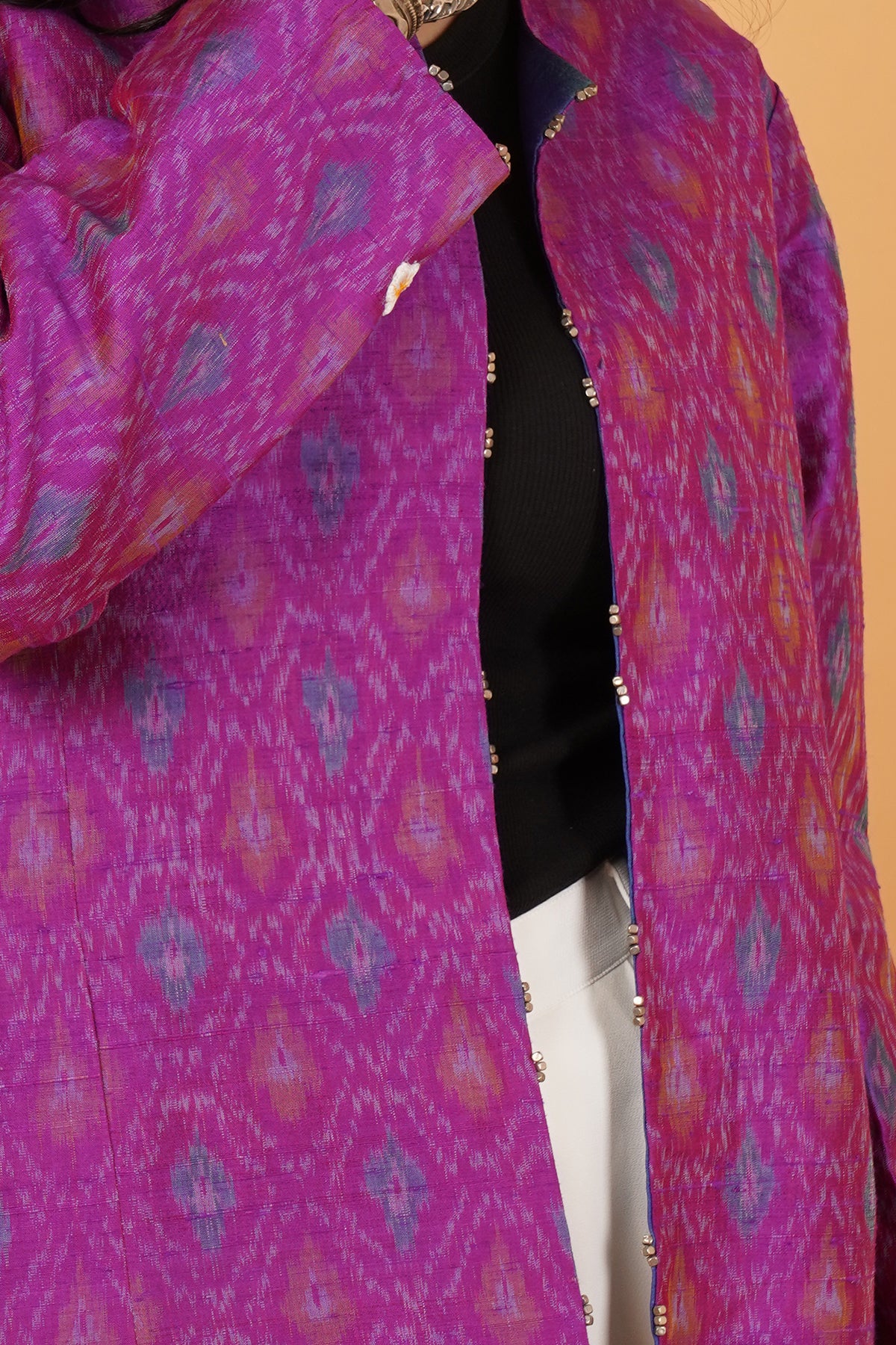 Rawsilk Ikat & Silk Reversible Short Jacket