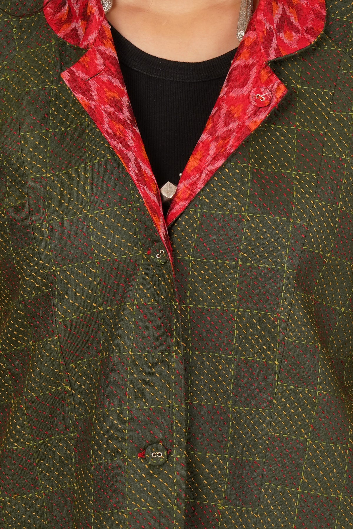 Kantha & Rawsilk Ikat Reversible Jacket