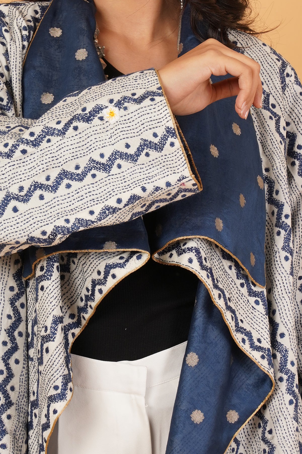 Kantha & Chanderi Reversible Overlay