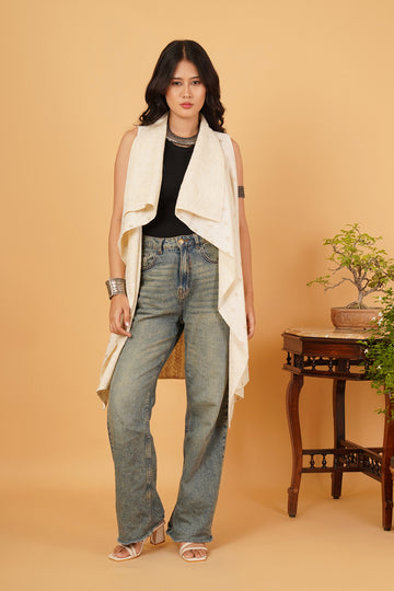 Kantha & Chanderi Sleeveless Overlay