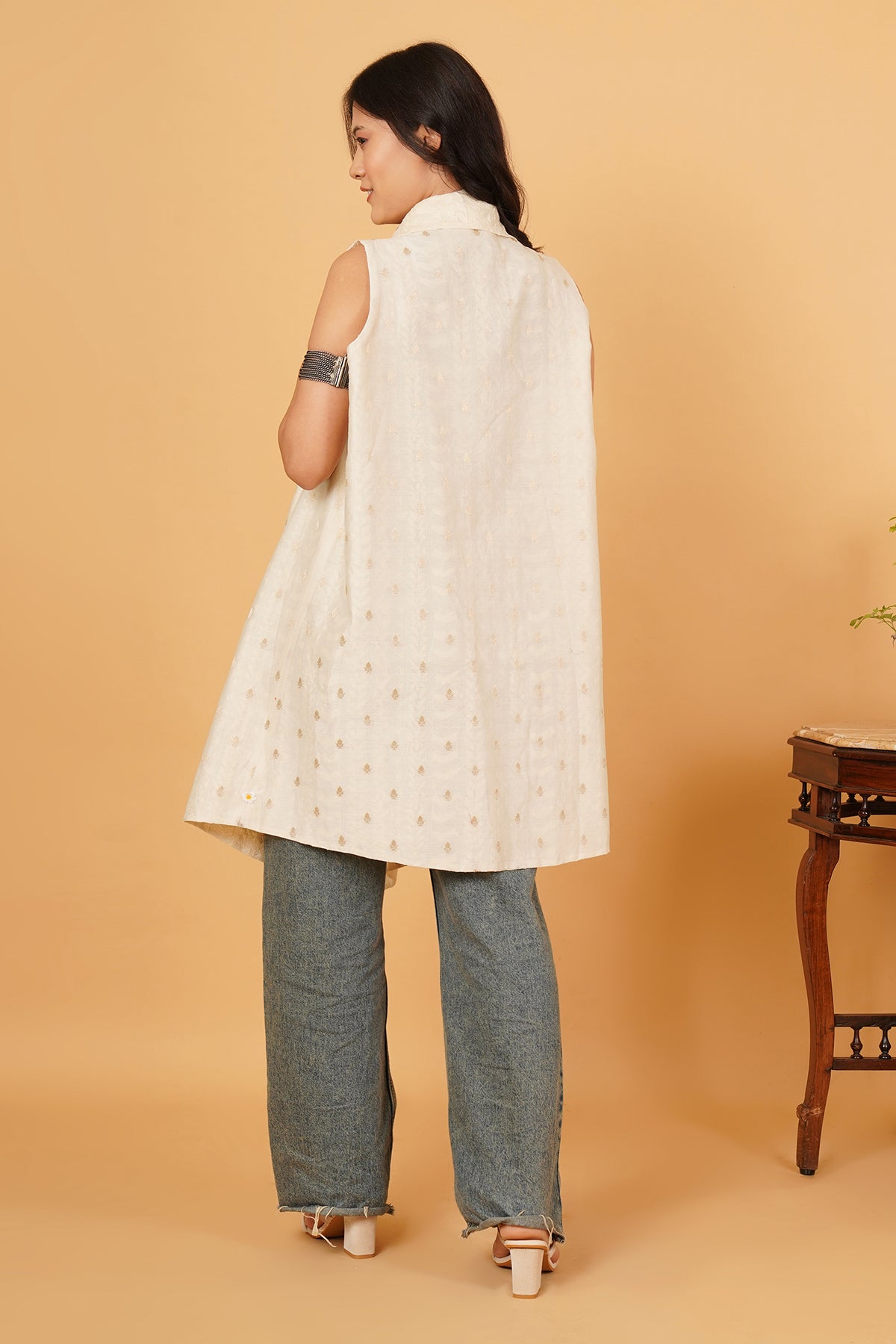 Kantha & Chanderi Sleeveless Overlay