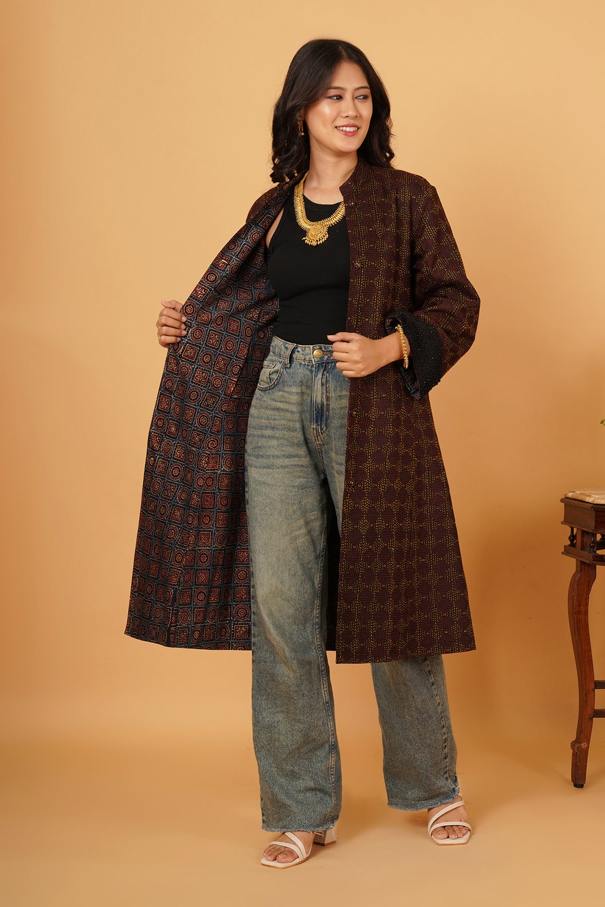 Kantha & Ajrak Reversible Jacket